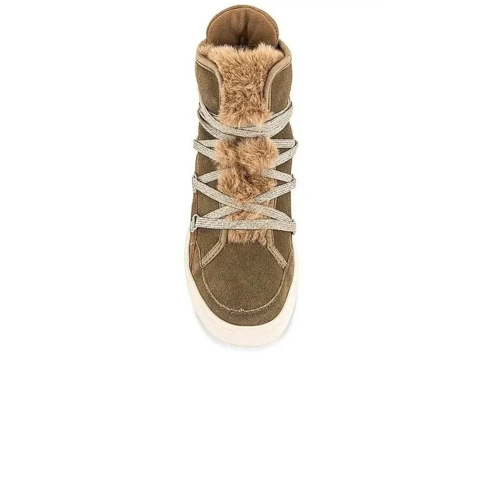NWB GREATS Morgan Taupe‎ Fur Lined Lace-Up Boots size 8.5